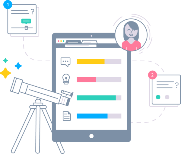 Illustration depicting step one in the career exploration roadmap which is discover your passion by using virtualjobshadow.com’s interactive career assessments.