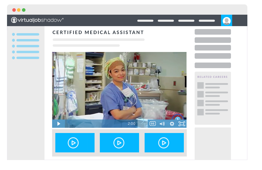 Illustration depicting the virtualjobshadow.com’s exclusive video content and career exploration platform.